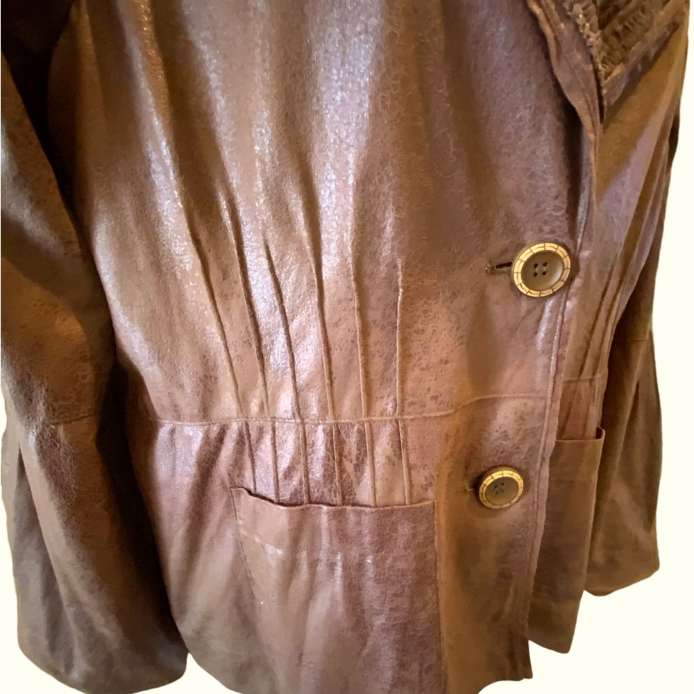 City Girl Nancy Bolen Jacket Brown Faux Leather Lightweight Fully Lined Large - Picture 4 of 12